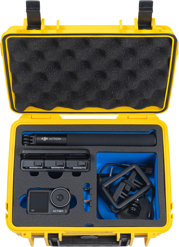 B&W Outdoor Cases Type 2000 for DJI Osmo Action 3 -suojalaukku, keltainen