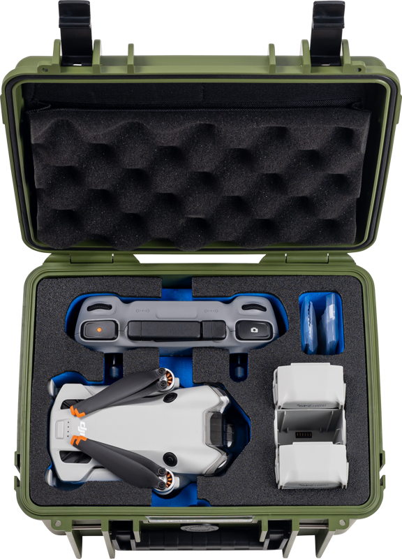 800q-04_126684 B&W Outdoor Cases Type 2000 for DJI Mini 4 Pro -suojalaukku, vihreä