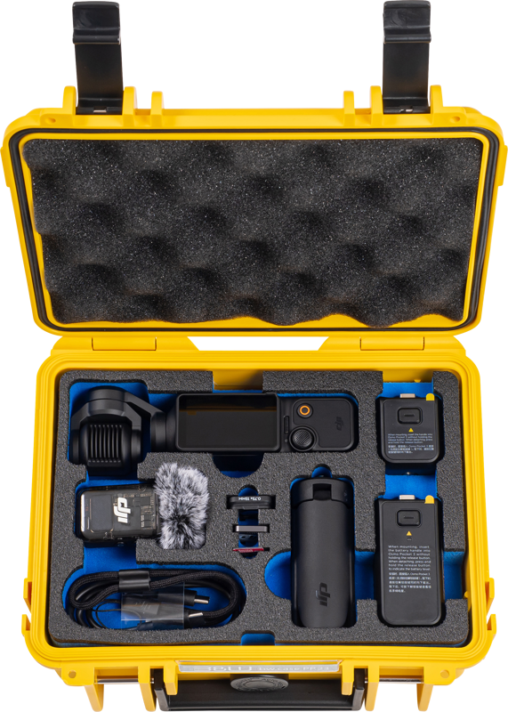800q-04_127063 B&W Outdoor Case Type 500 for DJI Osmo Pocket 3 Creator Combo -suojalaukku, keltainen
