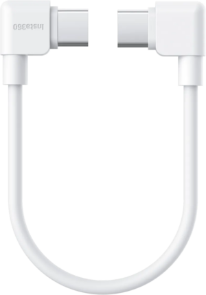 The Insta360 Flow 2 Pro USB-C Charging Cable is a short, white USB-C to USB-C adapter with rectangular connectors at both ends, shown in a U-shape against a light background.
