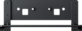 800q-01_133866 The Insta360 Connect Wall Mount is a black metal wall mount with multiple holes and slots for screws and cable management, front view.