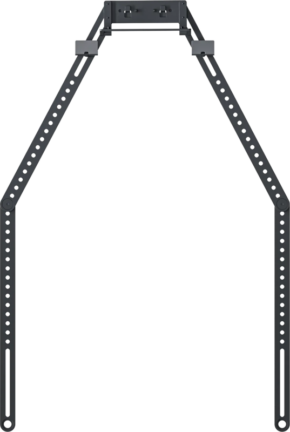 800q-01_133867 The Insta360 Connect TV Mount is a metal adjustable bracket with two long arms with multiple holes connected to a rectangular central base, ideal for mounting equipment on a wall or ceiling.