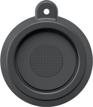 800q-01_133895 The Insta360 Hard Hat Camera Mount Base is a round, black silicone holder with a small top loop designed to hold and securely mount your camera or tracking device. It features a textured, grid patterned surface in the center for added grip.