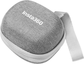 800q-01_133902 The Insta360 Mini Carry Case is a small, grey, zippered case with textured fabric trim, strap and "Insta360" printed in white.