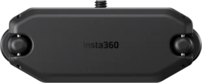 800q-01_134016 Musta Insta360 Magnetic Selfie Stick Holster -kotelo ylhäältä katsottuna, jossa on suorakulmainen runko, jossa on pyöristetyt reunat ja Insta360-logo keskellä.