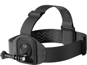 800q-01_134053 Insta360 Head Strap -pääkiinnike on musta säädettävä päähihna, jossa on kankainen etulevy ja kameran kiinnitysruuvi ja joka on suunniteltu kädet vapaana käytettäväksi toimintakameroiden kanssa.