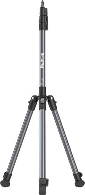 800q-01_134416 SmallRig 5475 RT190 Reversible portable studio light stand, fully extended with three legs and telescopic central column, is presented on a plain white base.