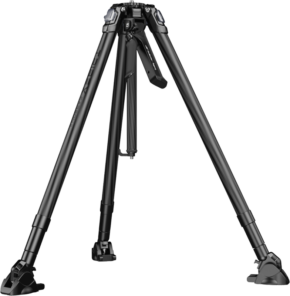 800q-01_134758 SmallRig 5756 PotatoJet TRIBEX Hydraulic Carbon Fiber Tripod Kit -kolmijalka on musta, kolmijalkainen kolmijalkainen jalusta, jossa on säädettävä korkeus, kumijalat, levitetyt jalat ja keskikahva, kuvassa valkoista taustaa vasten.