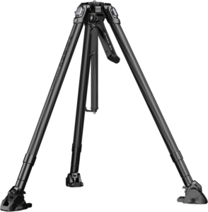 800q-01_134758 SmallRig 5756 PotatoJet TRIBEX Hydraulic Carbon Fiber Tripod Kit -kolmijalka on musta, kolmijalkainen kolmijalkainen jalusta, jossa on säädettävä korkeus, kumijalat, levitetyt jalat ja keskikahva, kuvassa valkoista taustaa vasten.