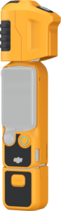 800q-01_134932 SmallRig 5114 Silicone Case Kit for DJI Osmo Pocket 3 - Basic Bumblebee Edition on keltainen ja musta käsikotelo, jossa on modulaarinen, irrotettava muotoilu, jossa on näkyvät saranat, kuvioidut kahvaosat ja helppokäyttöinen näyttö ja painike.