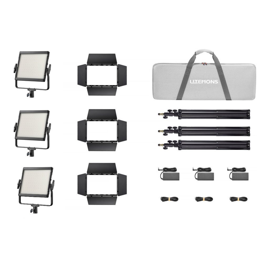 1756475144_067 Godox Litemons LP400Bi Bi-Color LED Light Panel 3 Light Kit Musta