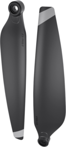 800q-01_135558 Two Antigravity A1 propellers - spare wings with a matte black finish - are displayed side by side. Each has a light grey tip and one end has a circular bracket for easy attachment.