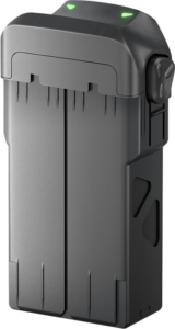 The Antigravity A1 Flight Battery is a rectangular black lithium polymer battery with angled edges, two green indicator lights and a side cell, shown upright against a white background.