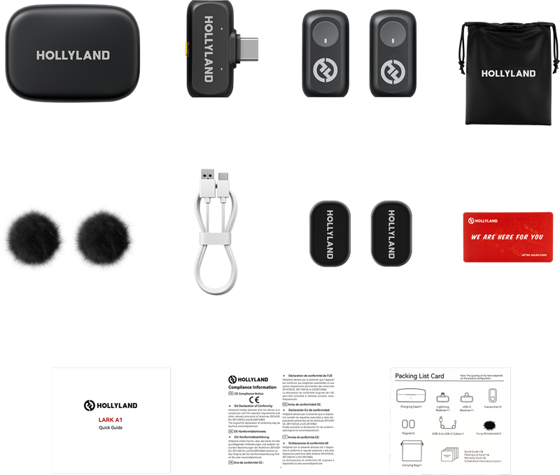 Hollyland Lark A1 Duo with USB-C RX & Charging Case –langaton mikrofoni