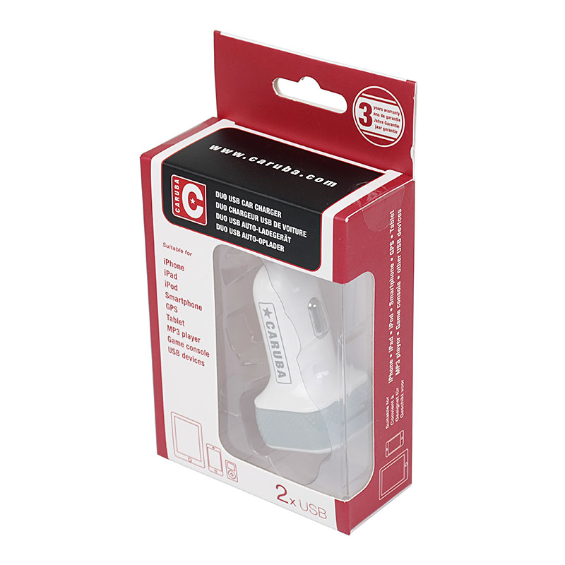 Caruba Duo USB Car Charger 4.8 amp White -autolaturi
