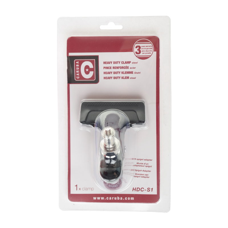 Caruba Heavy Duty Clamp Steel -studiopuristin spigot-adapterilla
