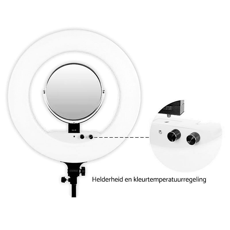 1519638138_623 Caruba Round Vlogger 18 inch LED Set PRO valkoinen -rengasvalosetti