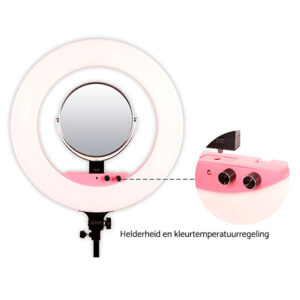 1519638147_069 Caruba Round Vlogger 18 inch LED Set PRO pinkki -rengasvalosetti