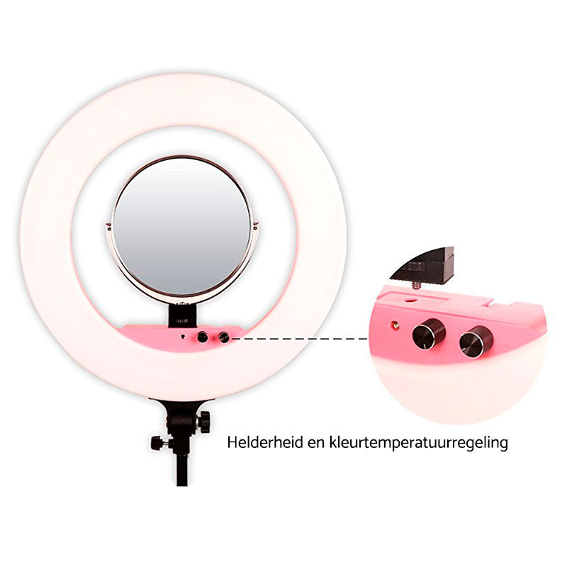 1519638147_069 Caruba Round Vlogger 18 inch LED Set PRO pinkki -rengasvalosetti