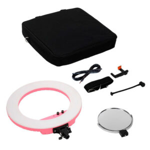 1519638147_083 Caruba Round Vlogger 18 inch LED Set PRO pinkki -rengasvalosetti
