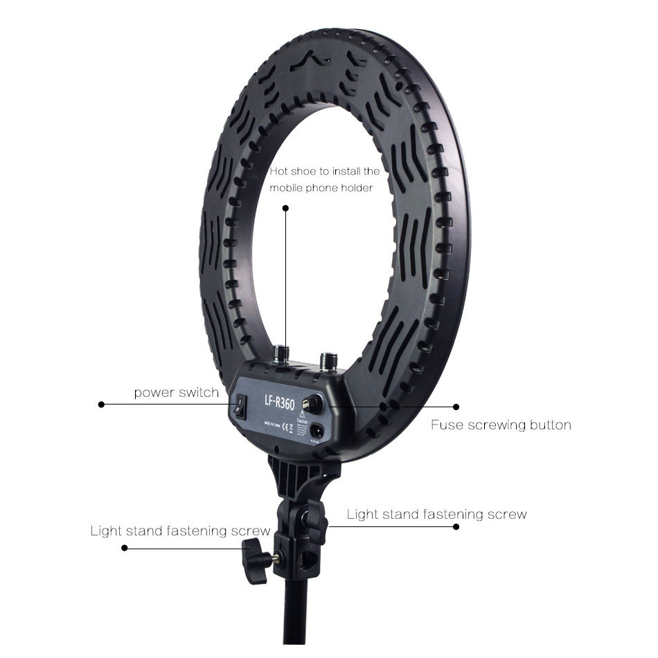 1550054478_112 Caruba Round Vlogger 12 inch LED Set with Bag, musta -LED-rengasvalosetti