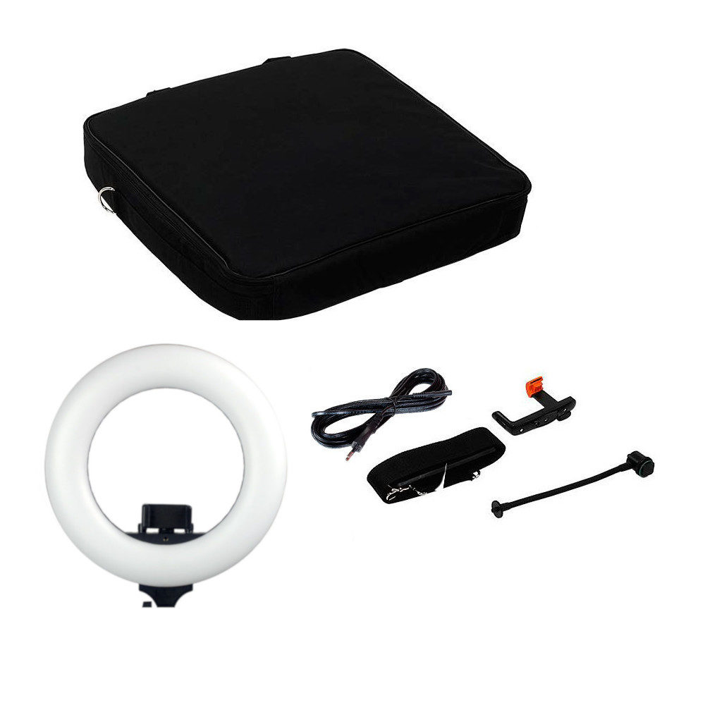 1550054478_757 Caruba Round Vlogger 12 inch LED Set with Bag, musta -LED-rengasvalosetti
