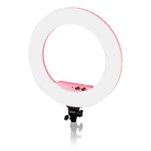 1560936135_145 Caruba Round Vlogger 18 tuuman LED Set Economy laukulla, pinkki -LED-rengasvalo