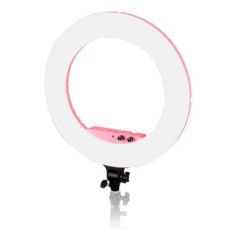 1560936135_145 Caruba Round Vlogger 18 tuuman LED Set Economy laukulla, pinkki -LED-rengasvalo