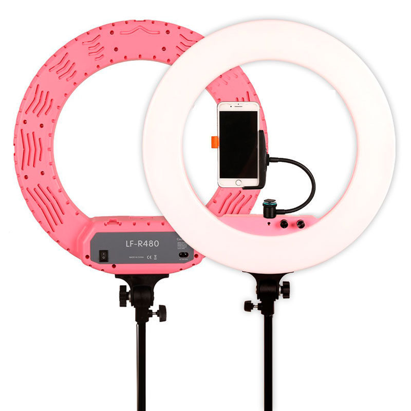 1560936136_475 Caruba Round Vlogger 18 tuuman LED Set Economy laukulla, pinkki -LED-rengasvalo
