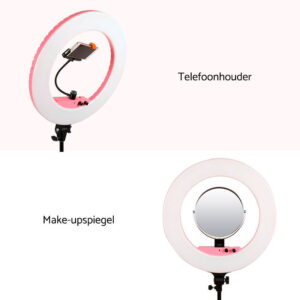 1560936139_299 Caruba Round Vlogger 18 tuuman LED Set Economy laukulla, pinkki -LED-rengasvalo