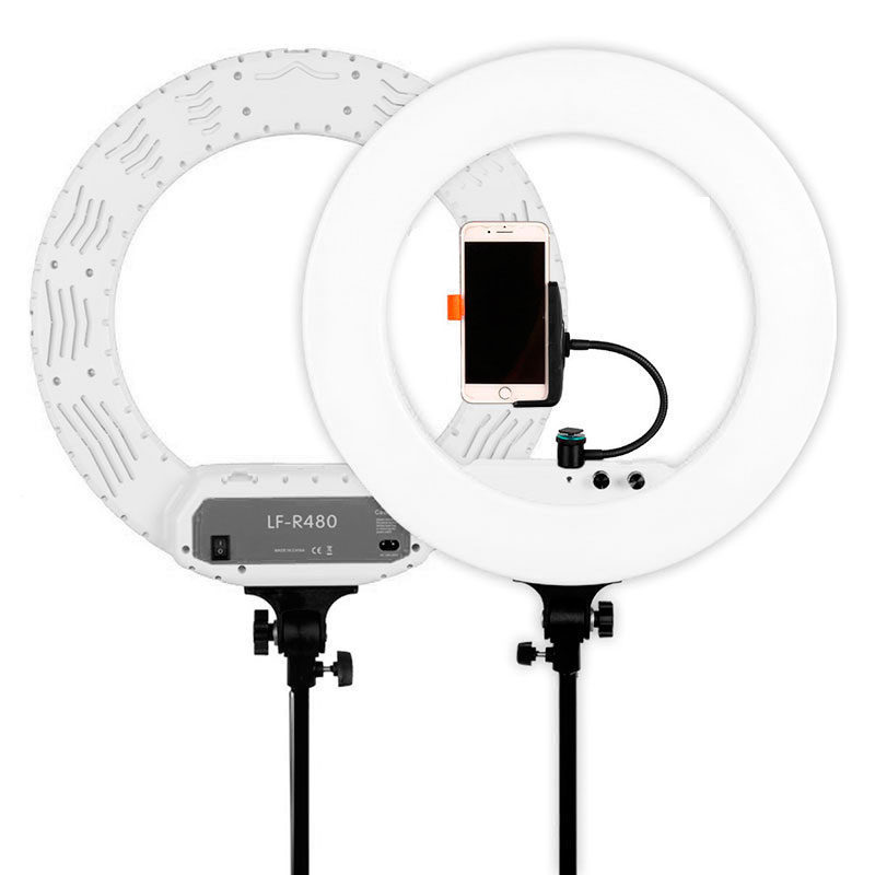1560936154_252 Caruba Round Vlogger 18 inch LED Set Economy laukulla, valkoinen -LED-rengasvalo