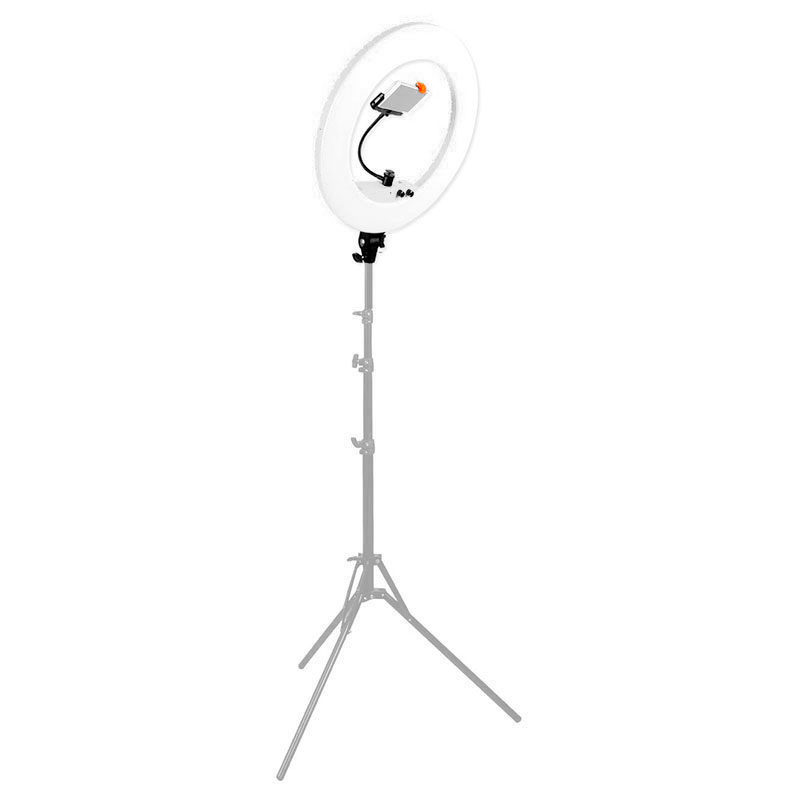 1560936155_195 Caruba Round Vlogger 18 inch LED Set Economy laukulla, valkoinen -LED-rengasvalo