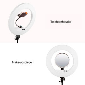 1560936157_799 Caruba Round Vlogger 18 inch LED Set Economy laukulla, valkoinen -LED-rengasvalo