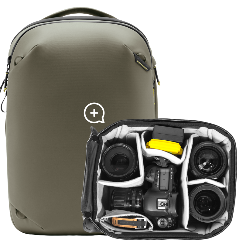 800q-01_136710 Peak Design Travel Backpack 20L with Camera Cube (S-Medium) in Stone - camera rucksack