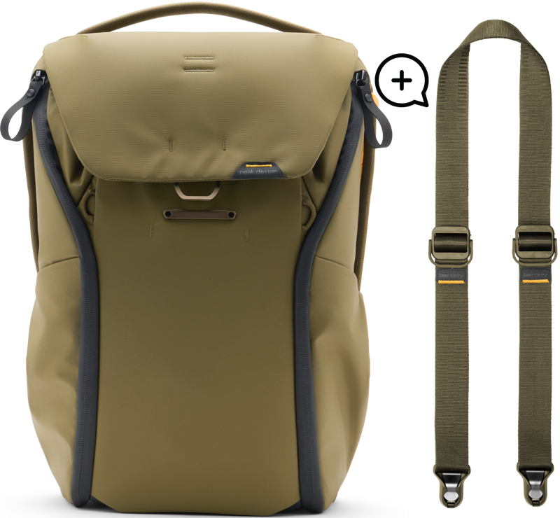 800q-01_136789 Peak Design Everyday Backpack 20L v2 Kelp + Free Slide Lite Strap -kamerareppu