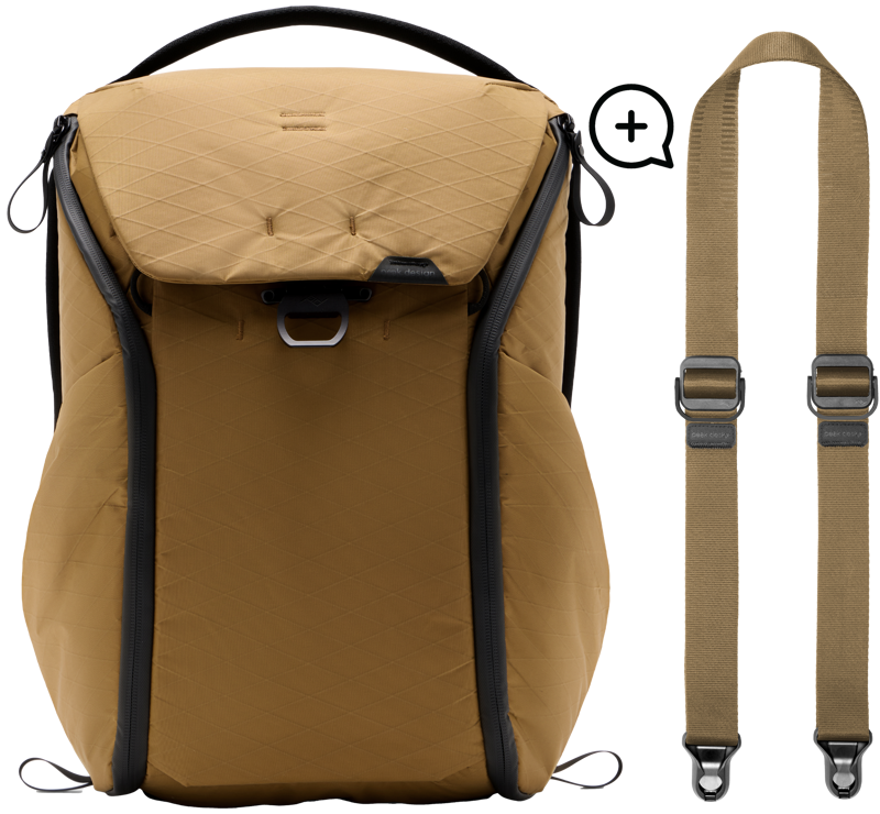 800q-01_136791 Peak Design Everyday Backpack 20L v2 Coyote + Free Slide Lite Strap -kamerareppu