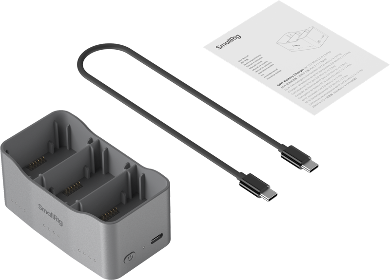 800q-03_138016 SmallRig 6501 65W Battery Charger for DJI Mini 5/4 /3 Pro -akkulaturi