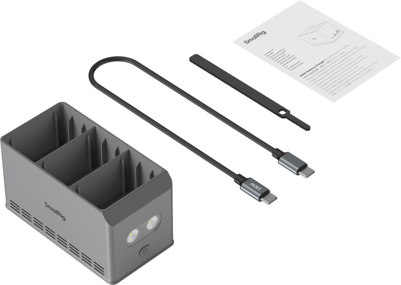 800q-03_138017 SmallRig 6502 100W Battery Charger for DJI Mini 5/4/3 Pro -akkulaturi