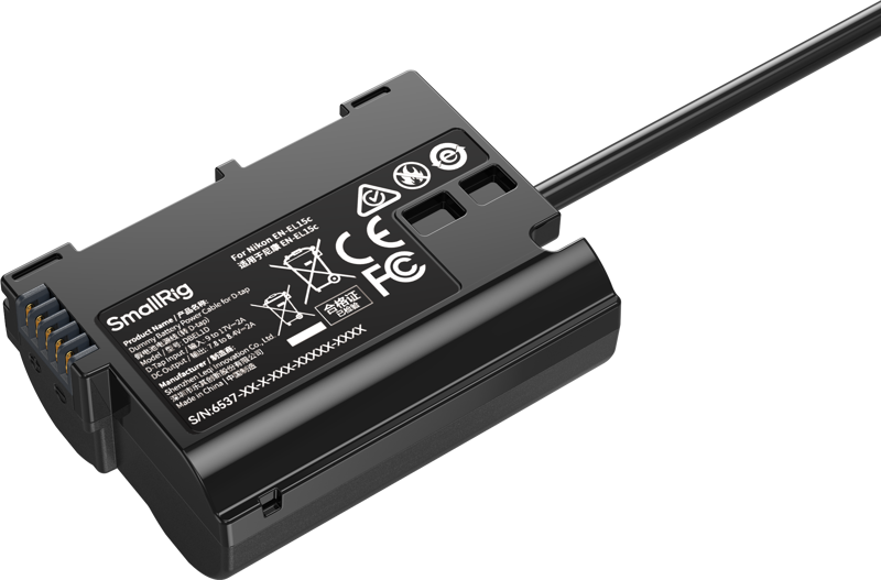800q-02_139306 SmallRig 6537 Dummy Battery Power Cable for D-tap for the Nikon EN-EL15c battery
