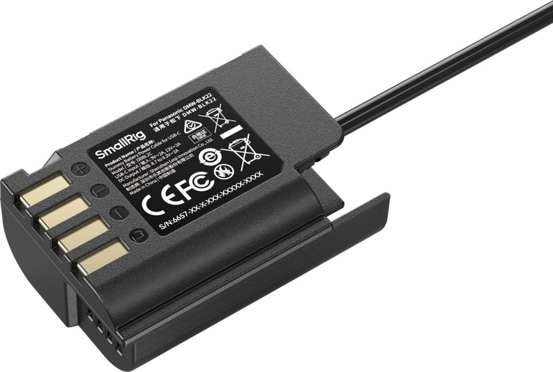 800q-02_139314 SmallRig 6657 Dummy Battery Power Cable for USB-C for Panasonic DMW-BLK22 -dummyakkuvirtakaapeli