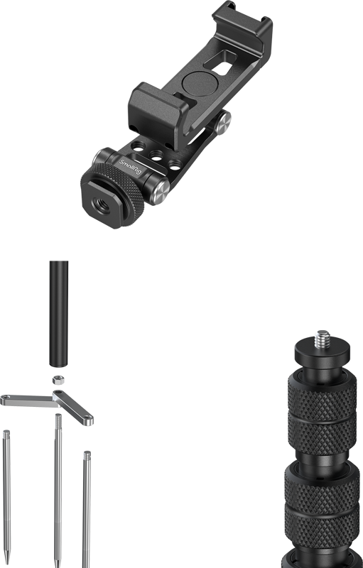 SmallRig 6528 Monopod with Triple Ground Spikes and Phone Support with Cold Shoe Mount -monopodi