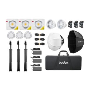 Godox ML100Bi Bi-Color Kit 3 -LED-valosarja V-mount-kahvalla
