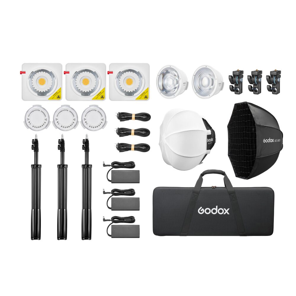 Godox ML100Bi Bi-Color Kit 3 -LED-valosarja V-mount-kahvalla