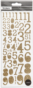800q-01_111615 Focus Glitterstickers kulta Numbers -numerotarrat