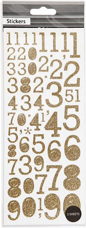 800q-01_111615 Focus Glitterstickers kulta Numbers -numerotarrat