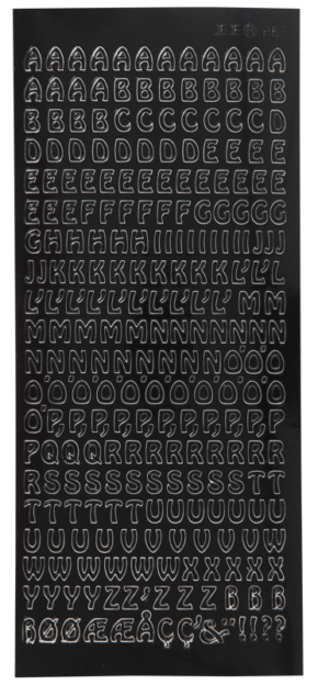 Focus musta Letters Small Uppercase -kirjaintarrat