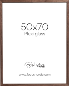 Focus Soul pähkinä viilu 50x70 -julistekehys akryylilasilla